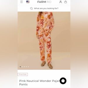 Farm Rio Nautical Wonder printed straight pants and top S